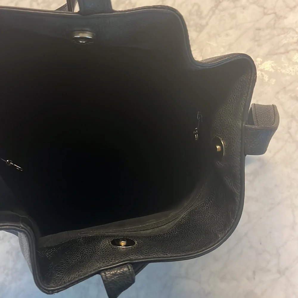 CHANEL Coco Mark Black Caviar Leather Tote Shoulder Bag